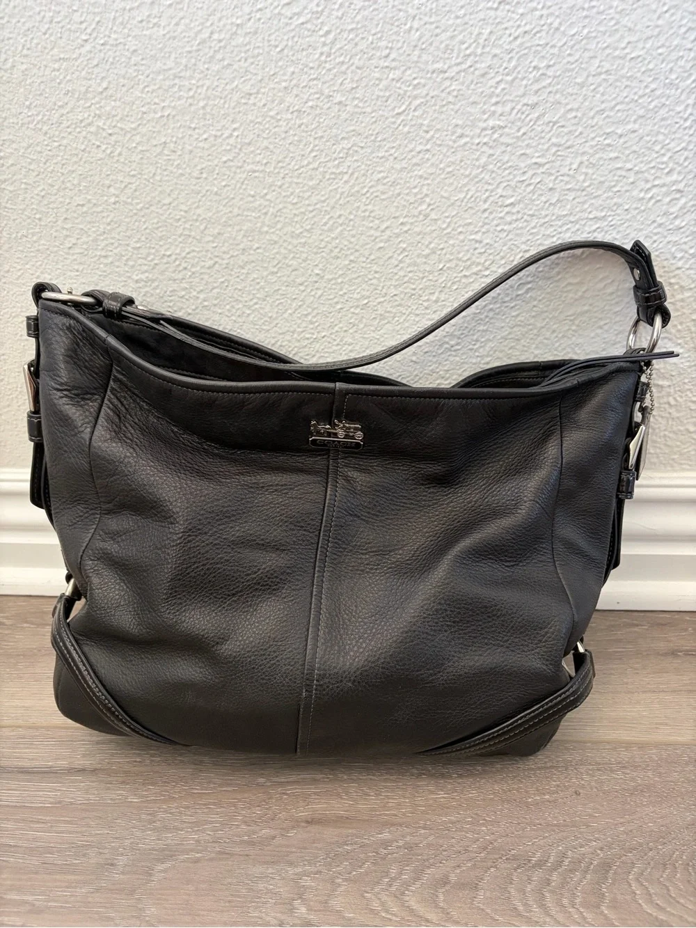 Coach Black Pebble Leather Shoulder Bag